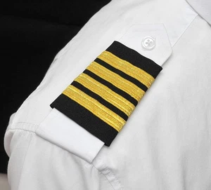 Professional Pilot Metallic 1, 2, 3, 4 barre spalla, righe oro su nero - Foto 1 di 5
