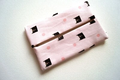 Pink & Black Cat Fabric Travel Size Tissue Holder - Image 1 of 2