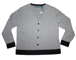 Perry Ellis Mens Cardigan Sweater BIG 2X Stretch Smoke Heather Gray NWT - Picture 1 of 4