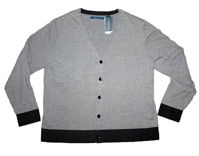 Perry Ellis Mens Cardigan Sweater BIG 2X Stretch Smoke Heather Gray NWT - Image 1 of 4