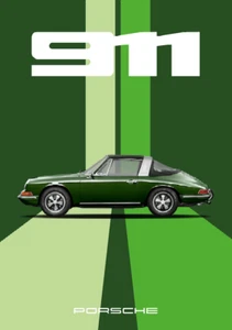 PORSCHE THE ORIGINAL 911 TARGA IRISH GREEN 8x10 11X17 13X19 POSTER GIFT WALL ART - Picture 1 of 1