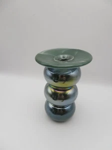 Hand Blown Art Glass Candle Stick Holder Green Twist Swirl Vintage MCM - Picture 1 of 9