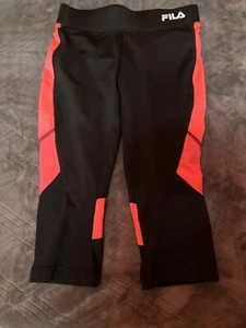 Fila Bike Shorts Girls Sz Small 8 Black Neon pink - Picture 1 of 4