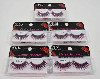 5 Ardell Color Impact Eyelashes DIVA BLACK & PINK - Image 1 of 3