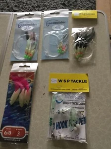 Seefischen Job Lot Makrele und Kabeljau Federn Haken drehbar Perlen rosa Hokias - Bild 1 von 6