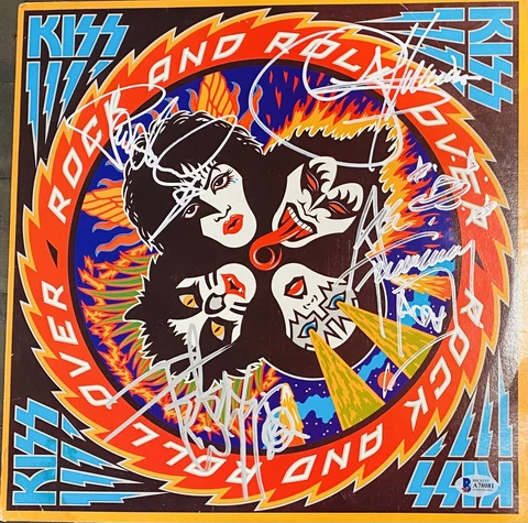 KISS Signed Album Gene Simmons Stanley Ace Criss Autographed Vinyl RNRO Beckett Cover