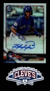 2018 BOWMAN CHROME EDWARD OLIVARES AUTO 336/499 REFRACTOR TORONTO BLUE JAYS - Picture 1 of 2