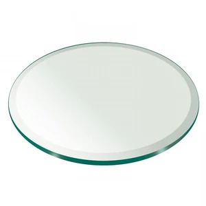 Pro Safe Glass 30" Round Tempered Glass Table Top 1/2" Thick Bevel Edge - Clear - Picture 1 of 5