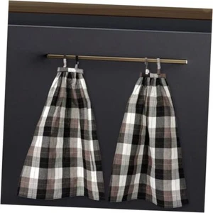 Hanging Kitchen Towels, 23.6 x 17.7 Inches Plaid Kitchen Tie Hand Towel Black - Picture 1 of 8