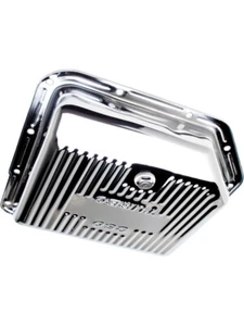 Trans-Dapt Transmission Pan Stock Depth Finned Steel Chrome TH350 (9122) - Picture 1 of 12