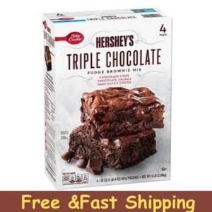 Betty Crocker Hershey’s Fudge Brownie Mix, Triple Chocolate {20 oz., 4 pk.} NEW - Picture 1 of 4
