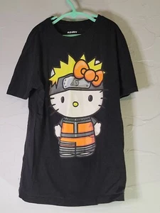 Naruto Shippuden x Hello Kitty And Friends Youth Girls Black Shirt  L(11-13)  - Picture 1 of 3