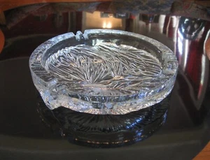EXTRA LARGE MID CENTURY MODERN GLASS ASHTRAY Iceberg Textured Ice Blenko Nybro ? - Picture 1 of 23