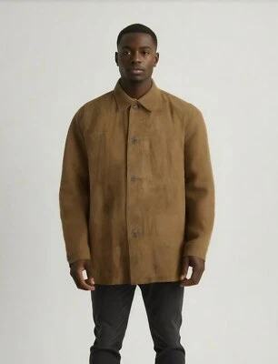 Claiborne Men's Brown Microsuede Twill Jacket Size XL Collard Neckline Corpcore - Image 1 of 4