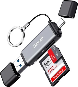 SD Card Reader, Dual Plug USB 3.0/USB C Card Reader High Speed OTG Adapter, for - Picture 1 of 8