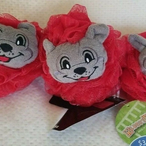 3 NWT Mascot NFL Kansas City Chiefs KC Wolf Bath Loofah Scrubby Pouf FAN GIFT Cover