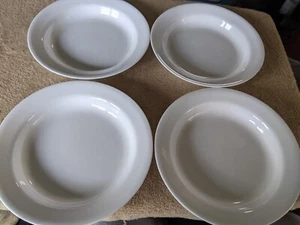 CORELLE WINTER FROST WHITE FLAT RIMMED SOUP BOWL X 4 NEW W/LABELS FREE USA SHIP - Picture 1 of 4