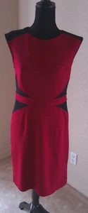 SPENSE BURGANDY & BLACK COLORBLOCK BODYCON DRESS SIZE 6 - Picture 1 of 4