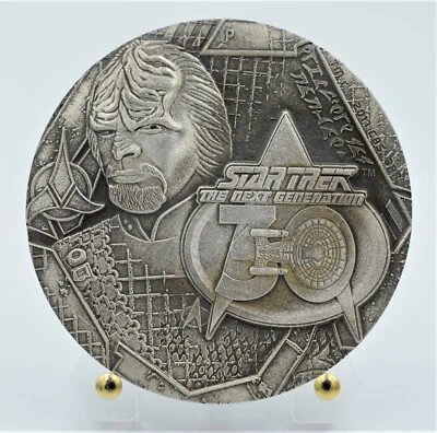 Tuvalu 2017 - Star Trek Mr. Worf 2 once HR moneta d'argento anticata - Immagine 1 di 4