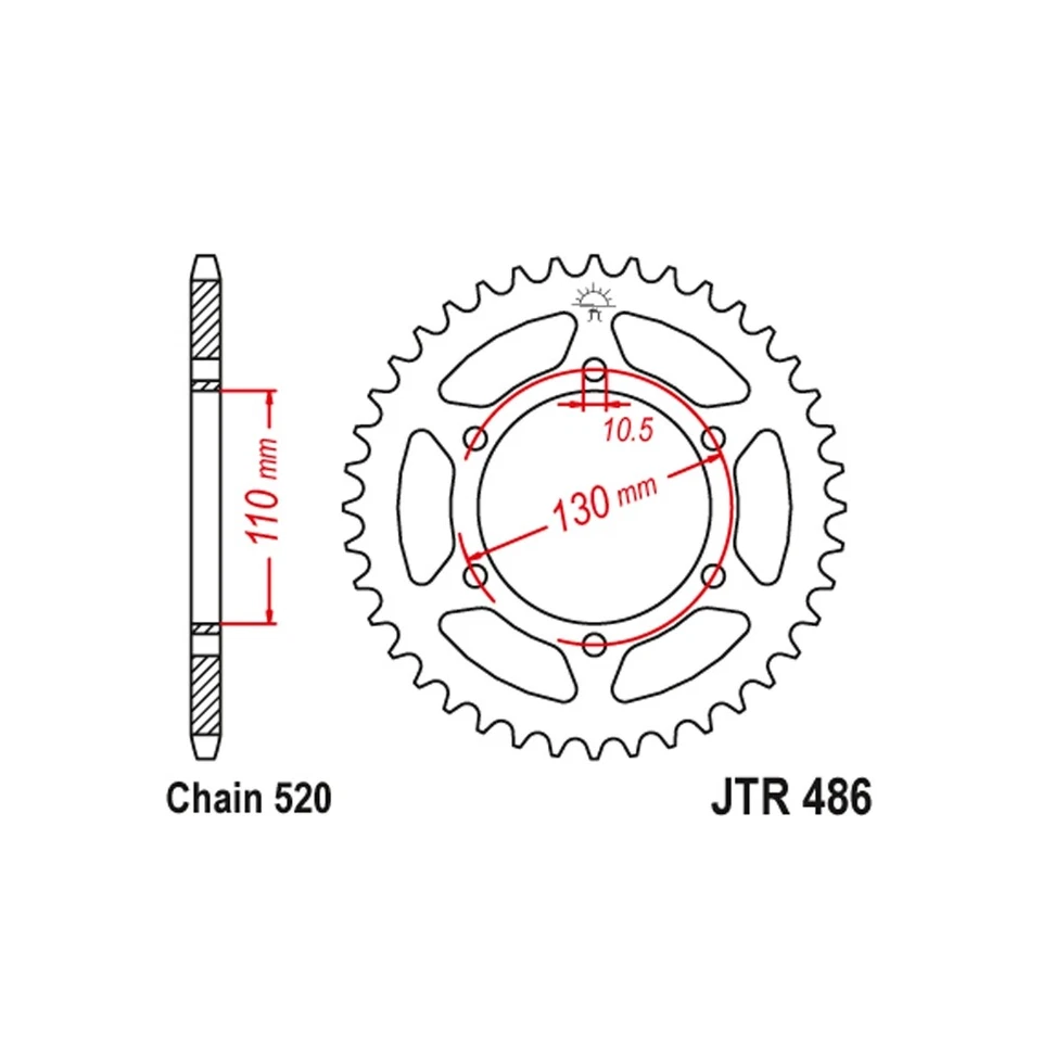 Corona a 45 denti in Acciaio JT Sprockets JTR486.45 Passo 520 - Immagine 1 di 1