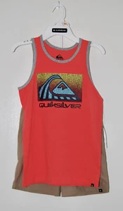 NWT Quiksilver Boys Coral Orange 2pc Tank Top Shorts Set sz 7 - Picture 1 of 18