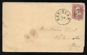 Usa: 1858; Scott 65 in cover, New York to Westminster, EBN115 - Picture 1 of 2
