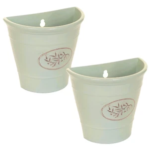 2Pcs Wall Hanging Plastic Planter Flower Plant Bucket Basket Outdoor Garden - Picture 1 of 1