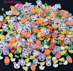 Fimo Clay Easter Chicks Eggs Bunny Rabbits Mix Embellishment Tiny Nail Art Craft - Picture 1 of 10