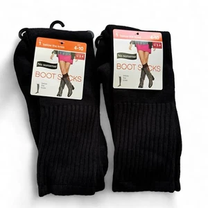 No Nonsense Below The Knee Rugged Boot Socks Black 2 Pairs Womens Size 4-10 - Picture 1 of 6