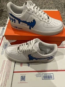 Custom Nike Air Force Ones - Drip Blue Paint Men's - Picture 1 of 9