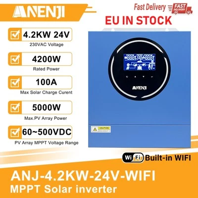 ANENJI 4.2KW 4200W 24V Ibrido Solare Inverter Off Grid MPPT 100A 500VDC Doppia Uscita