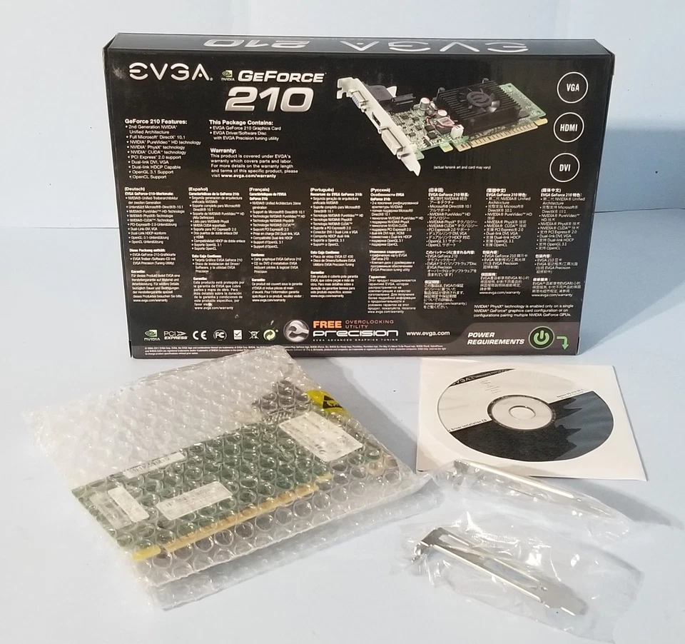 EVGA NVIDIA GEFORCE 210 512MB DDR3 PCIE VIDEO CARD 512-P3-1310-LR - Image 1 of 4