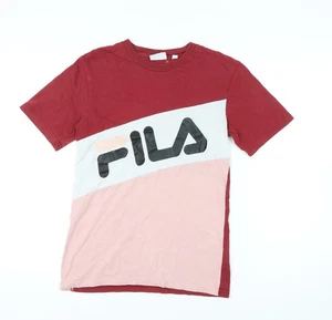 FILA Women's XS Colourblock T-Shirt, Red/White/Pink - Picture 1 of 12