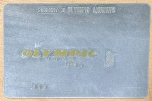 Vintage Olympic Airways Airline Ticket Validation Plate - Picture 1 of 2