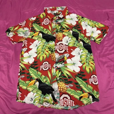 Ohio State University Buckeyes Birds Piña Camisa Hawaiana Para Hombres Pequeña Foto 1 de 4