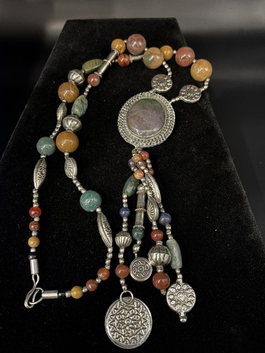 VETEMENTS Collana Tribale Lunga 31" Dichiarazione Tono Argento Passerella Capolavoro