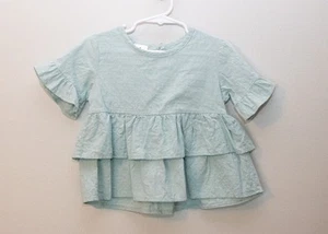 Abbie & Evie Girl's Teal Ruffle Peplum Top Size 4 - Picture 1 of 3