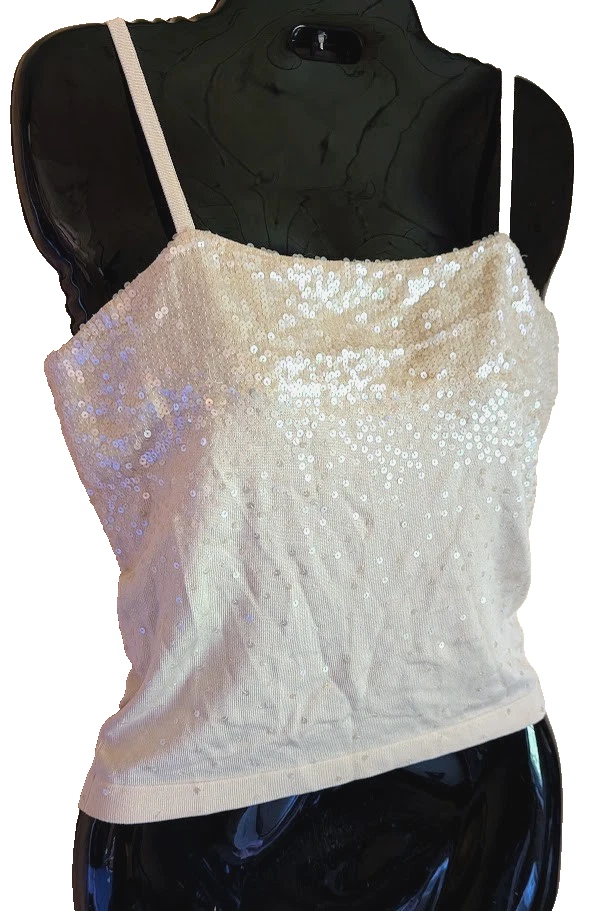 BCBGMaxAzria Sequin Camisole Tank Top Size S Silk Blend Holiday Luxury Swiftie - Image 1 of 4
