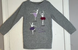Gymboree Little Girl's Sz 5/6 Sweatshirt Gray Long Sleeve Ballerinas in Tutus - Picture 1 of 10