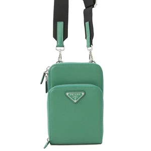 PRADA Triangle Smartphone Shoulder Saffiano Leather Green 2ZH126 - Picture 1 of 12