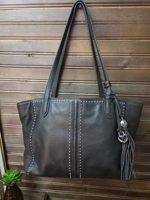 BRIGHTON PRETTY TOUGH JAX ORGANIZER TASSELED STUDDED TOTE SHOULDER HANDBAG NICE! - Image 1 of 4