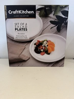 Set of  4  Kitchen 8” Coupe Salad Plates-Solid White Porcelain New In Box - Image 1 of 4