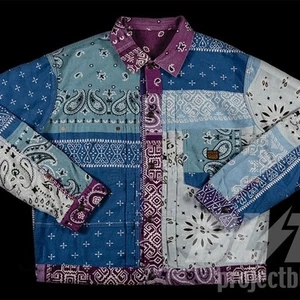 Kapital Flannel Reversible Bandana 1st Jacket Purple Blue Size 4 - Picture 1 of 10