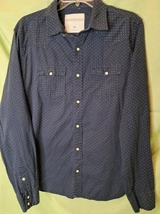 #237 Aeropostale Para Hombre Camisa Abotonada Mangas Largas Azul Estampado Talla M - Imagen 1 de 6