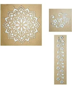 Juego de 3 plantillas Rangoli 3 mm MDF para festivales de Diwali, 30x30 CM - Imagen 1 de 4