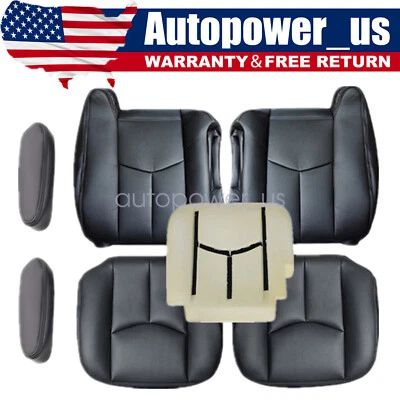 Funda de asiento delantera de cuero y cojín de espuma negra para Chevy Tahoe Suburban 03-06 Foto 1 de 4