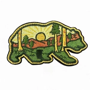 Bear Mountains Hiking Camping Outdoors Adventurous Hook Loop Patch Forest Green - Picture 1 of 3
