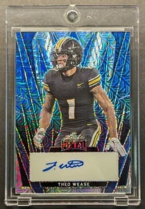 Theo Wease Rookie Auto 2024 Leaf Metal Blue Meta Prizm SSP /8 RC - Bild 1 von 7