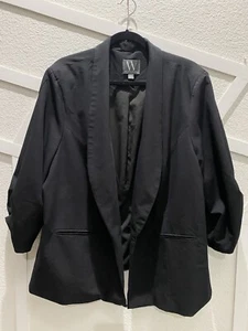 Worthington Women’s Black Shawl Lapel Dress Blazer 3XL Open Front Ruched Sleeves - Bild 1 von 17