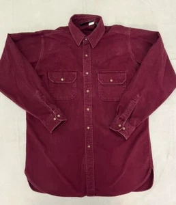Vintage Lands End Well Worn Merlot Chamois Flannel Shirt Mens LRG Tall USA Made! - Picture 1 of 8